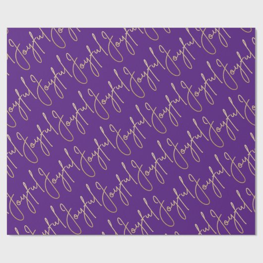 Gold JOYFUL on Purple Cadeaupapier (Vlak)