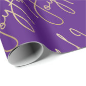 Gold JOYFUL on Purple Cadeaupapier (Rol Hoek)