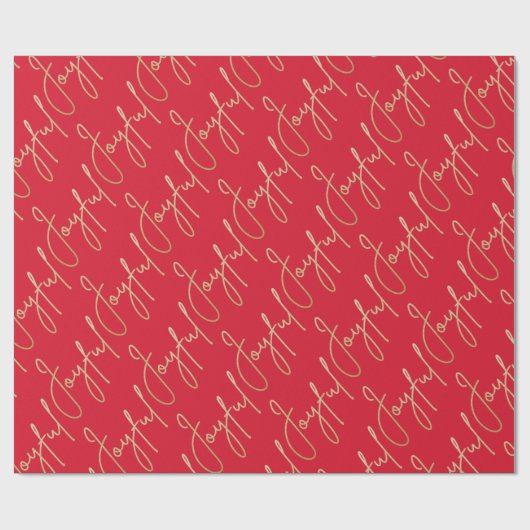 Gold JOYFUL on Red Cadeaupapier (Vlak)