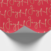 Gold JOYFUL on Red Cadeaupapier (Hoek)