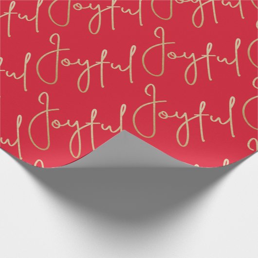 Gold JOYFUL on Red Cadeaupapier (Hoek)