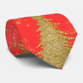 Gold JOYFUL on Red Christmas Stropdas (Opgerold)