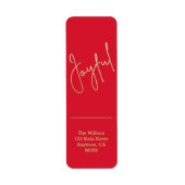 Gold JOYFUL op het rode kerstretouradres Etiket (Voorkant)