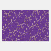 Gold JOYFUL op Paarse Inpakpapier Vel (Voorkant)