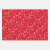 Gold JOYFUL op rood Inpakpapier Vel (Voorkant)