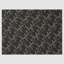 Gold JOYFUL Script on Black Tissuepapier