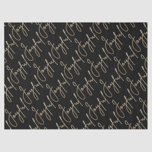 Gold JOYFUL Script on Black Tissuepapier (Voorkant)