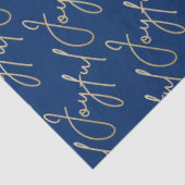 Gold JOYFUL Script on Blue Tissuepapier (Detail)
