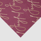 Gold JOYFUL Script on Cranberry Tissuepapier (Detail)