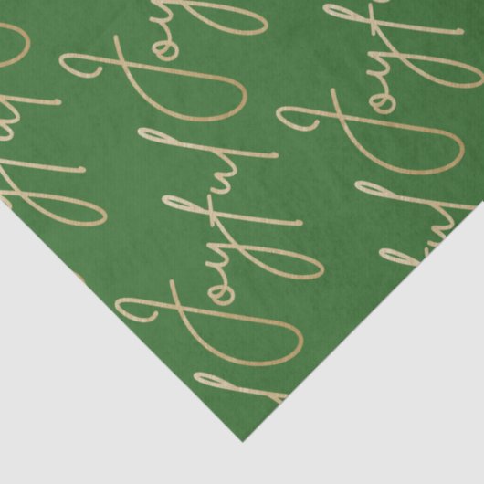 Gold JOYFUL Script on Green Tissuepapier (Detail)