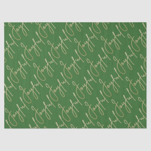 Gold JOYFUL Script on Green Tissuepapier (Voorkant)