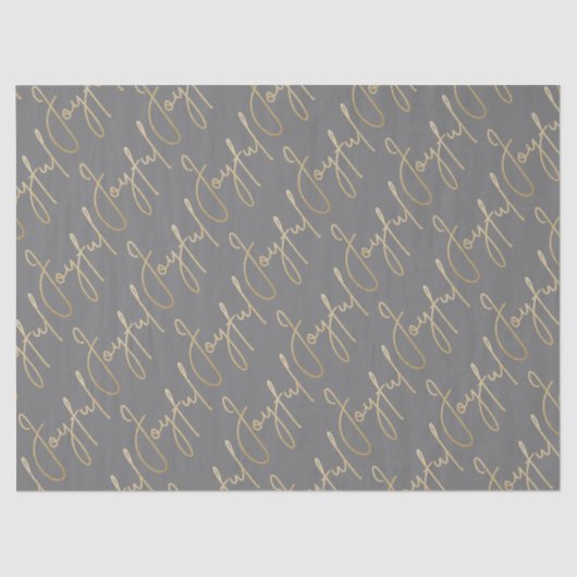 Gold JOYFUL Script on Grey Tissuepapier (Voorkant)