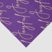Gold JOYFUL Script on Purple Tissuepapier (Detail)