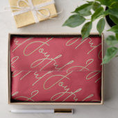 Gold JOYFUL Script on Red Tissuepapier (Geschenk)