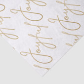 Gold JOYFUL Script on White Tissuepapier (Detail)