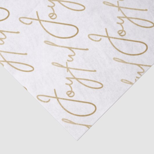 Gold JOYFUL Script on White Tissuepapier (Detail)