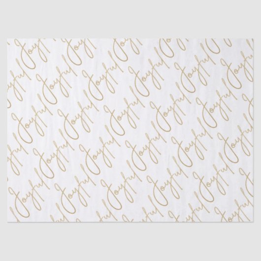 Gold JOYFUL Script on White Tissuepapier (Voorkant)