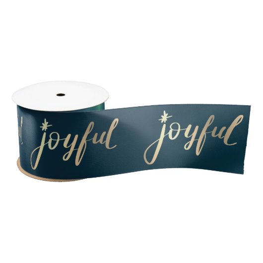 Gold Joyful,Star Green-Kerstmis Satijnen Lint (Spoel)