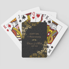 Gold Jubileum - Black Damask Gold Swirls Speelkaarten
