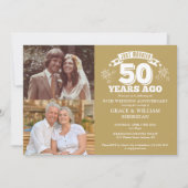 Gold Just Married 50th Wedding Jubileum 2 Foto Kaart (Voorkant)