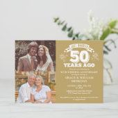 Gold Just Married 50th Wedding Jubileum 2 Foto Kaart (Staand voorkant)