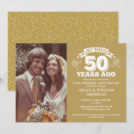 Gold Just Married 50th Wedding Jubileum Foto Kaart