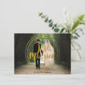 Gold Just Married Foto | Post Wedding Brunch Kaart (Staand voorkant)