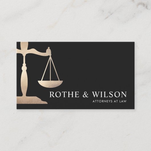 Gold Justice Scale Attorney Black Visitekaartje (Voorkant)
