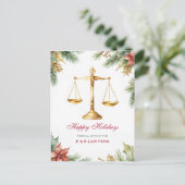 Gold Justice Scale Holly Pine advocaat Kerst Feestdagenkaart (Staand voorkant)