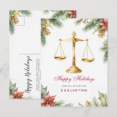 Gold Justice Scale Holly Pine advocaat Kerst Feestdagenkaart (Voorkant / Achterkant)