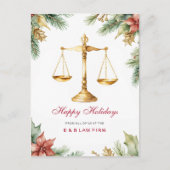 Gold Justice Scale Holly Pine advocaat Kerst Feestdagenkaart (Voorkant)