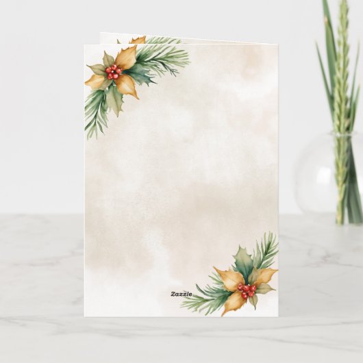 Gold Justice Scale Holly Wreath Lawyer Kerstmis Feestdagen Kaart (Achterkant)