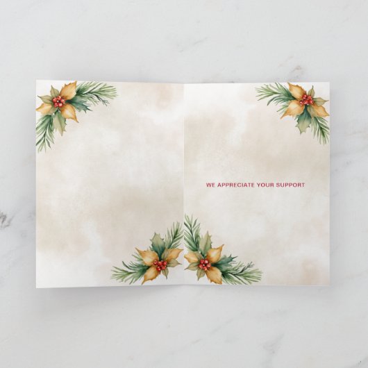 Gold Justice Scale Holly Wreath Lawyer Kerstmis Feestdagen Kaart (Binnen)