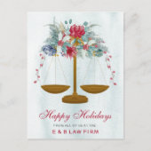 Gold Justice Scale Holly Wreath Lawyer Kerstmis Feestdagenkaart (Voorkant)