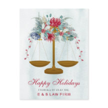 Gold Justice Scale Holly Wreath Lawyer Kerstmis
