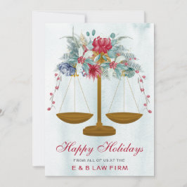 Gold Justice Scale Holly Wreatlaw Firm Feestdagenkaart