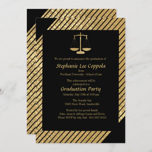 Gold Justice Scale uitnodiging (Voorkant / Achterkant)