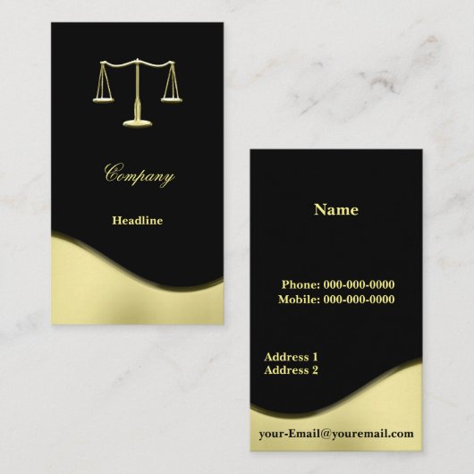 Gold Justice Scale Visitekaartje (Voorkant / Achterkant)