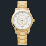 Gold Justice Scale & Wreath Illustration Horloge<br><div class="desc">Koel gouden tonen op een elegante justitieschaal en waas over de witte achtergrond.</div>