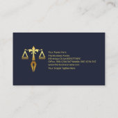 Gold Justice Scales Pen Gold Stripe Lawyer Visitekaartje (Achterkant)