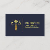 Gold Justice Scales Pen Gold Stripe Lawyer Visitekaartje (Voorkant)