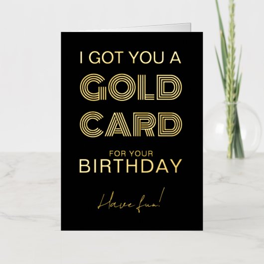 Gold Kaart voor Birthday Funny Folie Wenskaart (Voorkant)