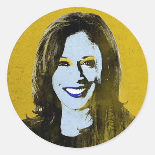 Gold Kamala Harris Pop Art Ronde Sticker (Voorkant)