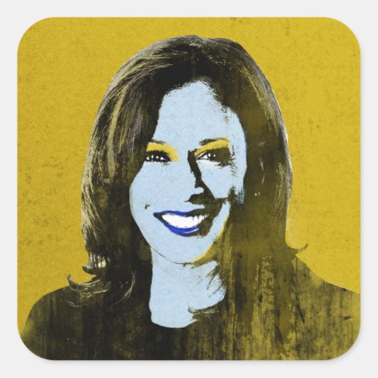 Gold Kamala Harris Pop Art Vierkante Sticker (Voorkant)