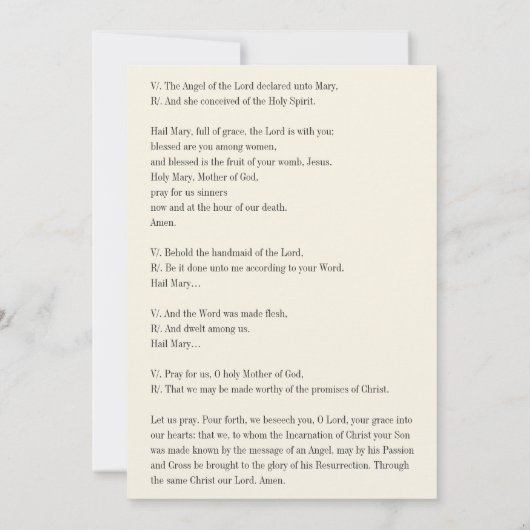 Gold katholieke bruiloft Angelus Prayer (Achterkant)