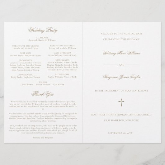 Gold katholieke huwelijksceremonie met massaprogra (Voorkant)