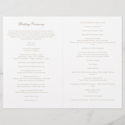 Gold katholieke huwelijksceremonie met massaprogra (Achterkant)