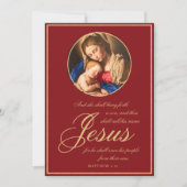Gold-katholieke Madonna en kindfoto's met kerstmis Feestdagenkaart (Voorkant)