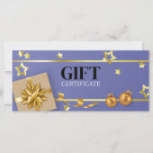 Gold-kerstbal blauwe staren lintkaart (Voorkant)