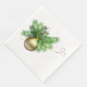Gold kerstbal met pine servet (Hoek)